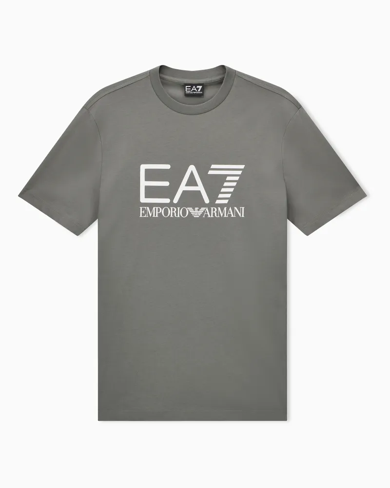 EA7 Slim Fit T-Shirt Core Identity aus Baumwolljersey mit Logo Grau
