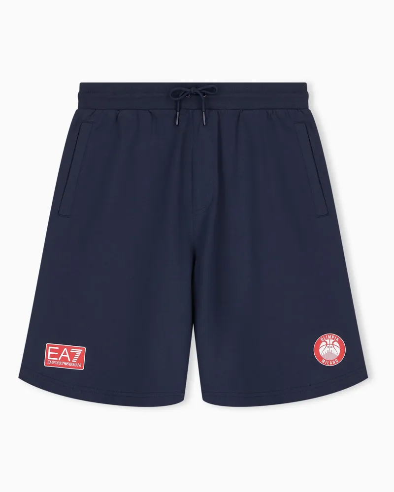 EA7 Armani Olimpia Milano Bermudashorts aus reiner Baumwolle Marineblau