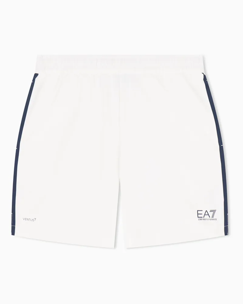 EA7 Shorts Tennis Pro im Regular Fit mit Seitenstreifen Weiß