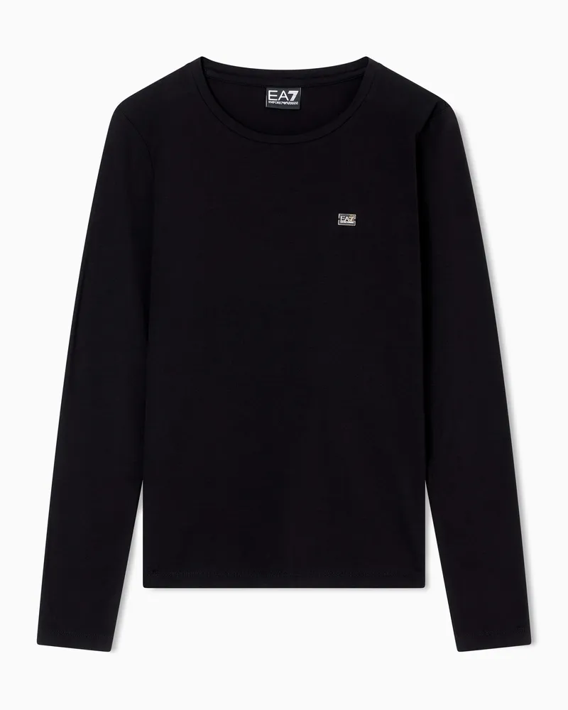 EA7 Core Lady Langarmshirt aus Stretchjersey Schwarz