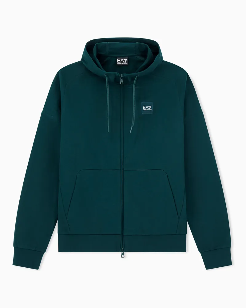 EA7 Visibility Sweatshirt mit Kapuze aus Baumwolle Grün