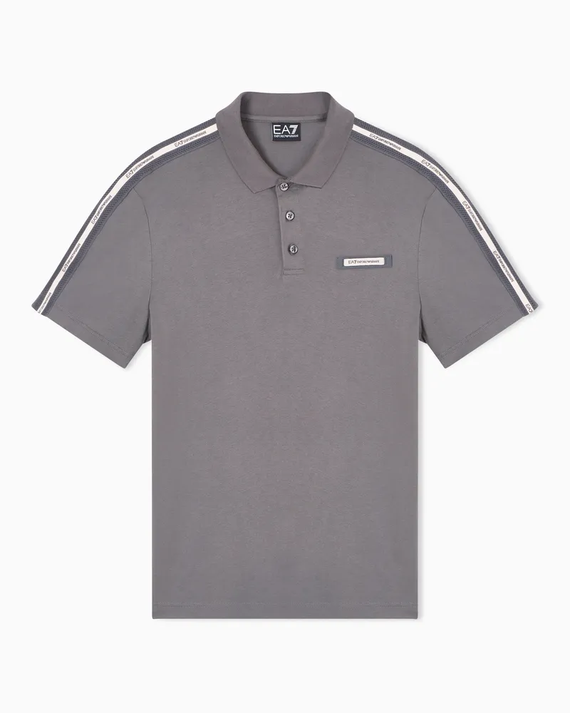 EA7 Logo Series Poloshirt aus Baumwoll-Jersey Grau