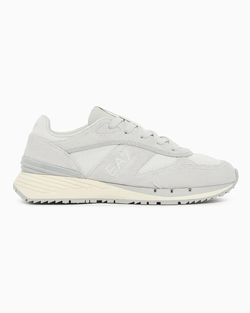 EA7 OTG Black and White Tech Sneaker aus Veloursleder und Mesh Grau