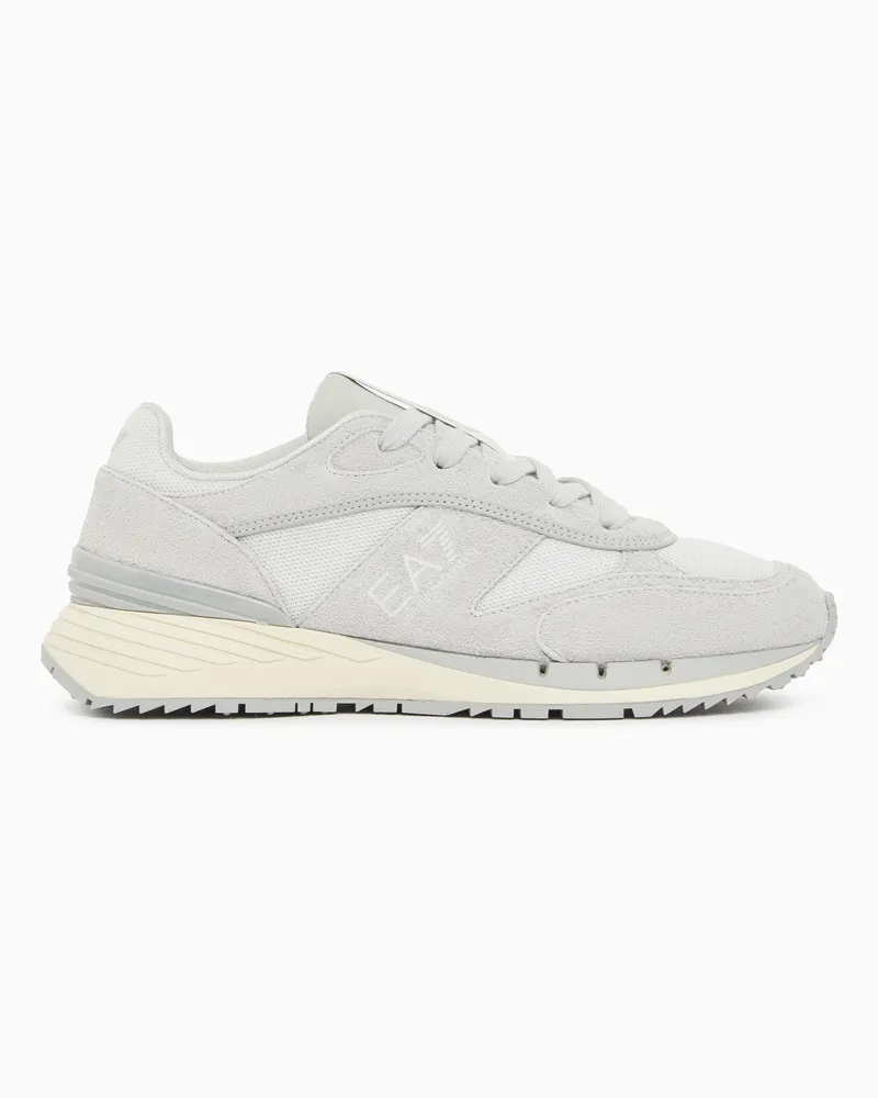 EA7 OTG Black and White Tech Sneaker aus Veloursleder und Mesh Grau