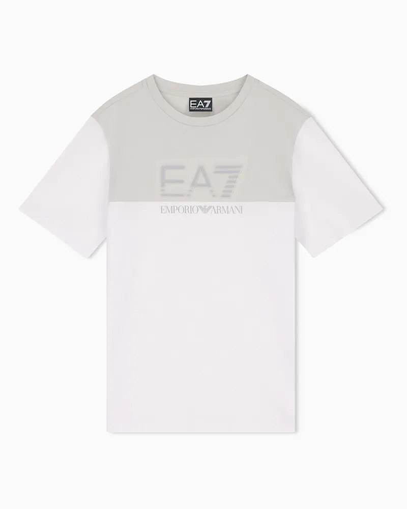 EA7 T-Shirt Regularer Schnitt für Jungen aus Baumwolljersey Weiß