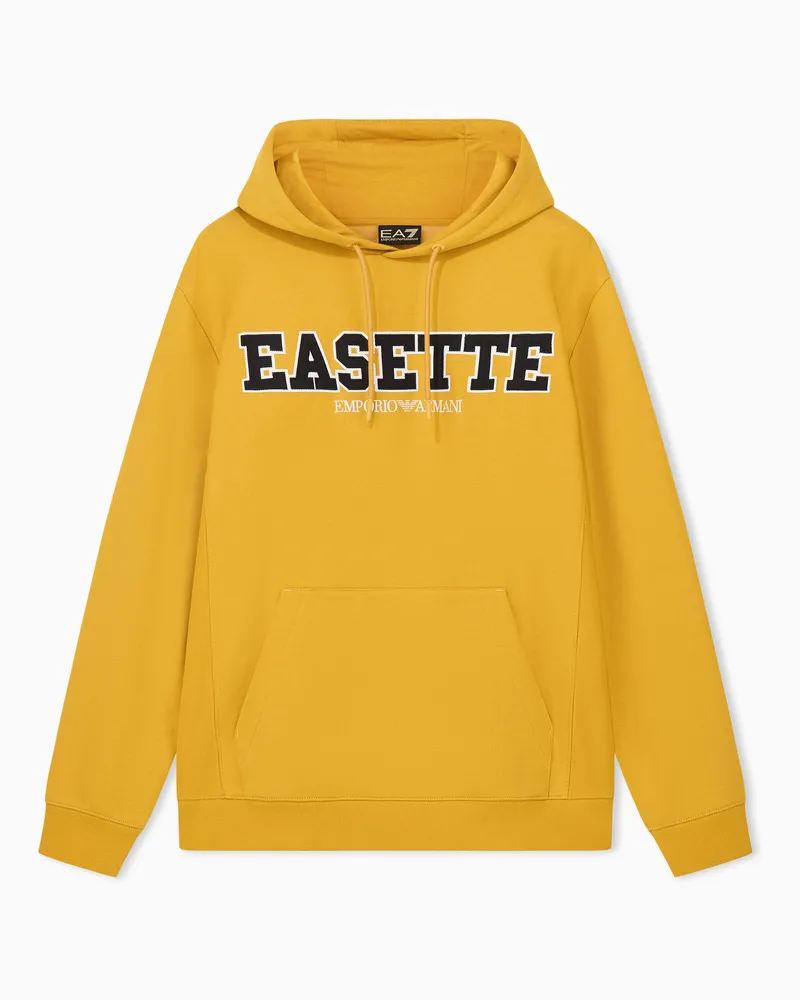 EA7 Hoodie Logo Series mit Frontprint und Kängurutasche Gelb