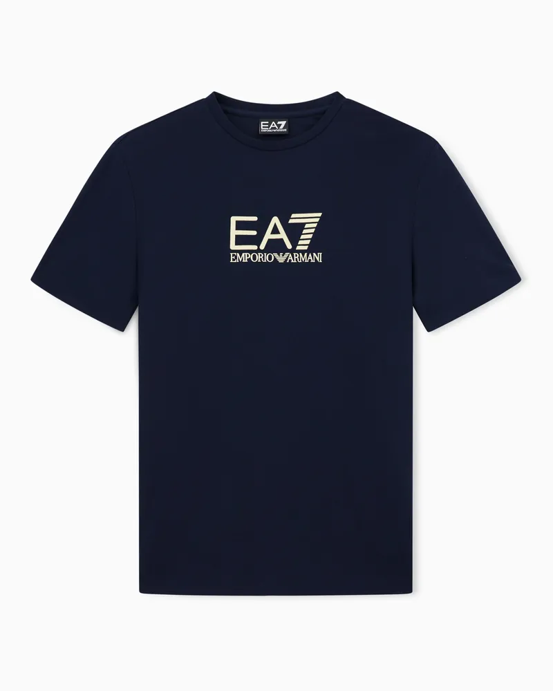 EA7 Gold Label T-Shirt mit Rundhalsausschnitt aus einer Viskose-Mischung Marineblau