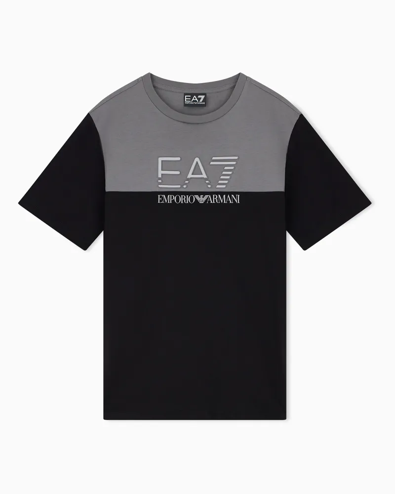 EA7 T-Shirt Regularer Schnitt für Jungen aus Baumwolljersey Schwarz