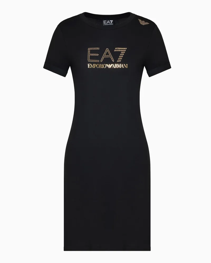 EA7 Evolution Jersey-Kleid aus einer elastischen Baumwoll-Modal-Mischung Schwarz