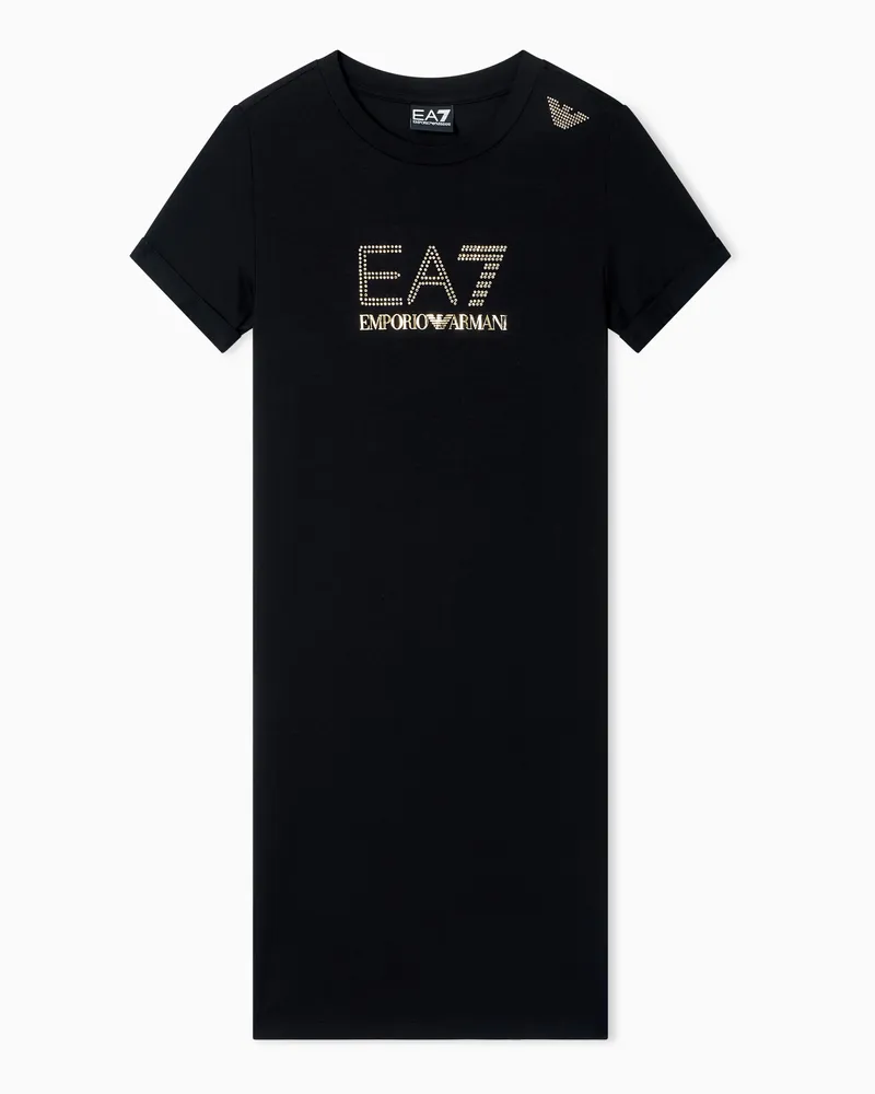 EA7 Evolution Jersey-Kleid aus einer elastischen Baumwoll-Modal-Mischung Schwarz