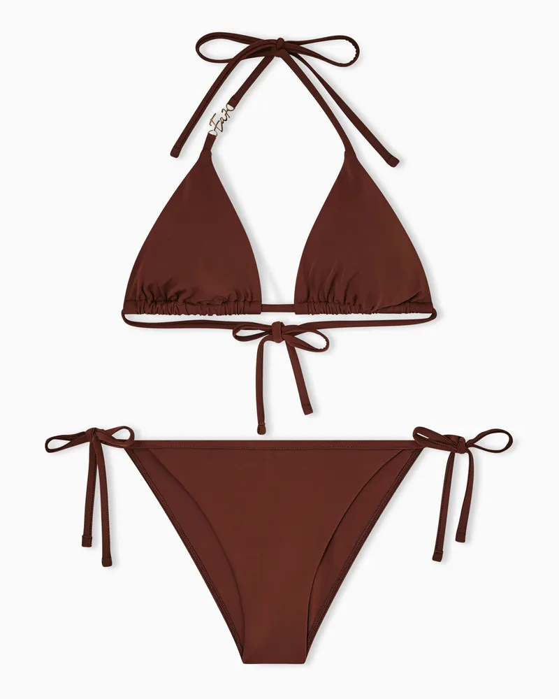 EA7 Triangel-Bikini mit Metall-Logo Braun