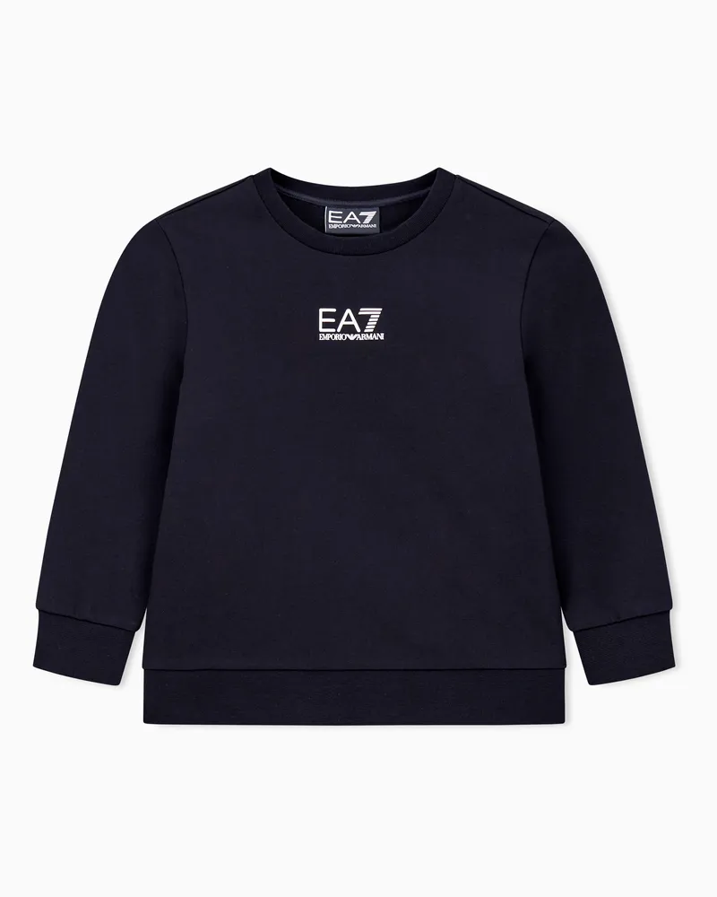 EA7 Core Identity Boy Sweatshirt mit Rundhalsausschnitt aus Baumwolle Schwarz