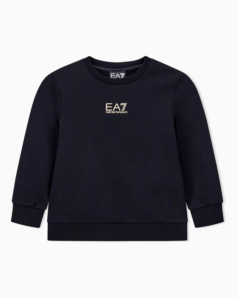 EA7 Core Identity Boy Sweatshirt mit Rundhalsausschnitt aus Baumwolle Schwarz