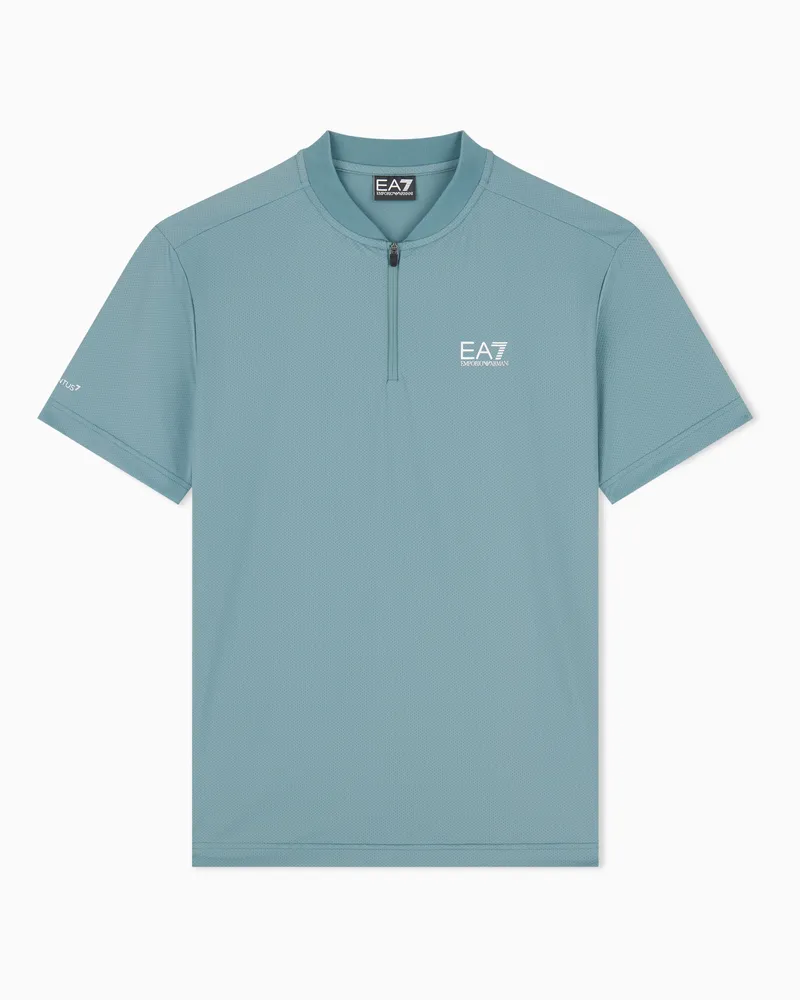 EA7 Kurzarmshirt Tennis Pro mit Stehkragen und Reißverschluss Grün