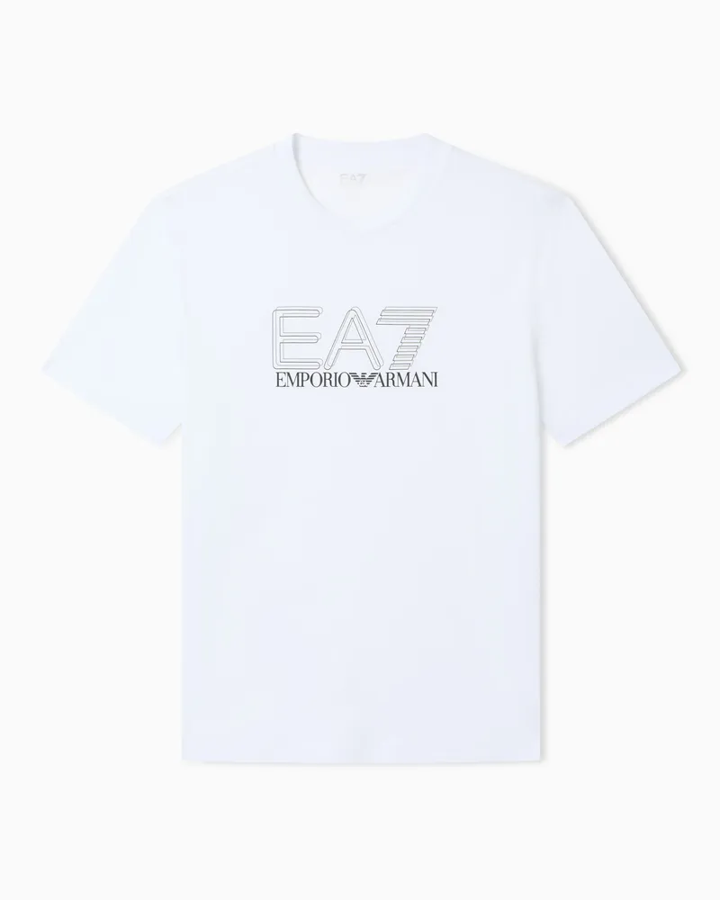 EA7 Visibility T-Shirt aus Baumwoll-Jersey mit Rundhalsausschnitt Weiß
