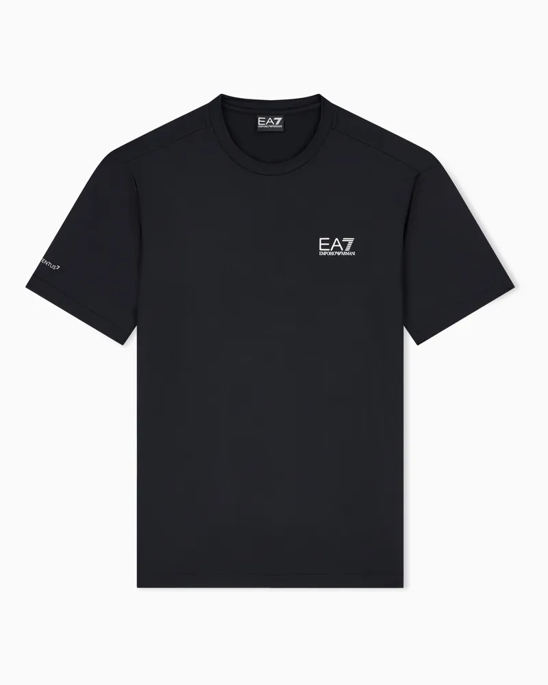 EA7 Regular Fit T-Shirt Tennis Pro aus Polyamidjersey Schwarz