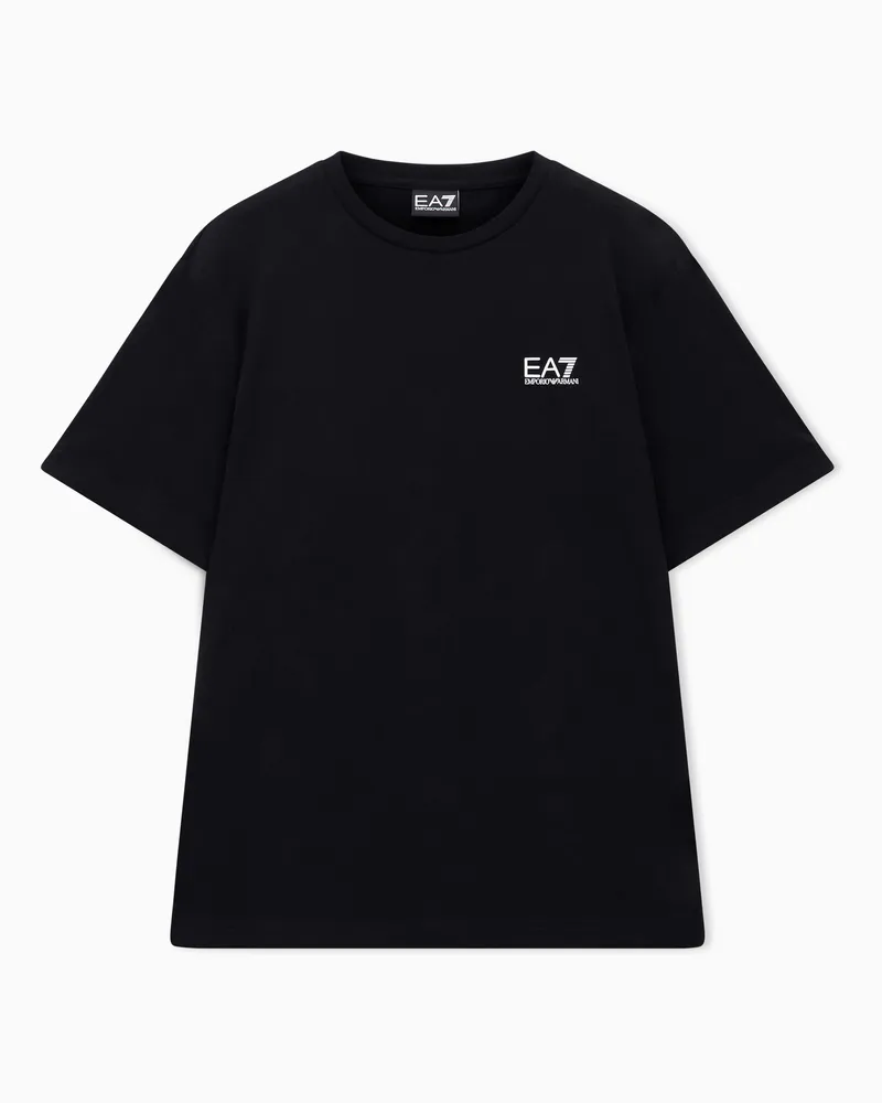 EA7 Logo Series T-Shirt aus Baumwoll-Jersey Schwarz