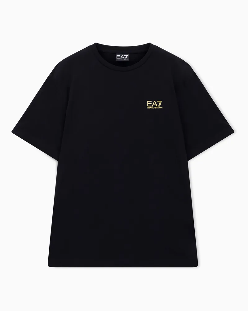 EA7 Logo Series T-Shirt aus Baumwoll-Jersey Schwarz