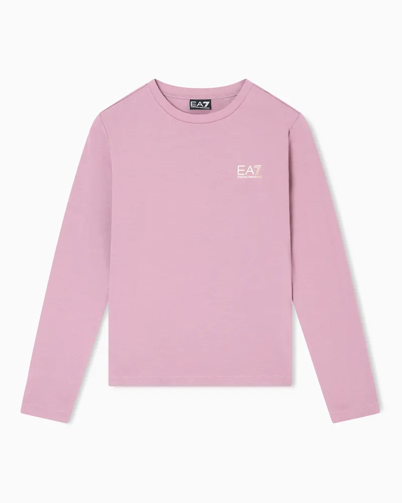 EA7 Core Identity Girl T-Shirt aus elastischem Baumwollstretch mit Jersey Pink