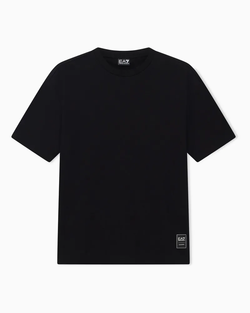 EA7 Oversize T-Shirt mit geprägtem Logo Schwarz