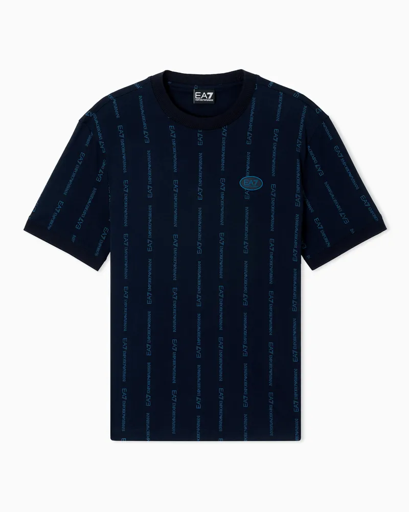 EA7 Graphic Series T-Shirt mit Rundhalsausschnitt aus Baumwolle Blau