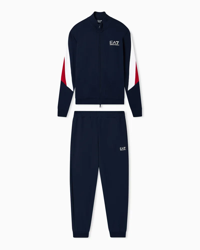 EA7 Summer Block Trainingsanzug aus reiner Baumwolle Marineblau