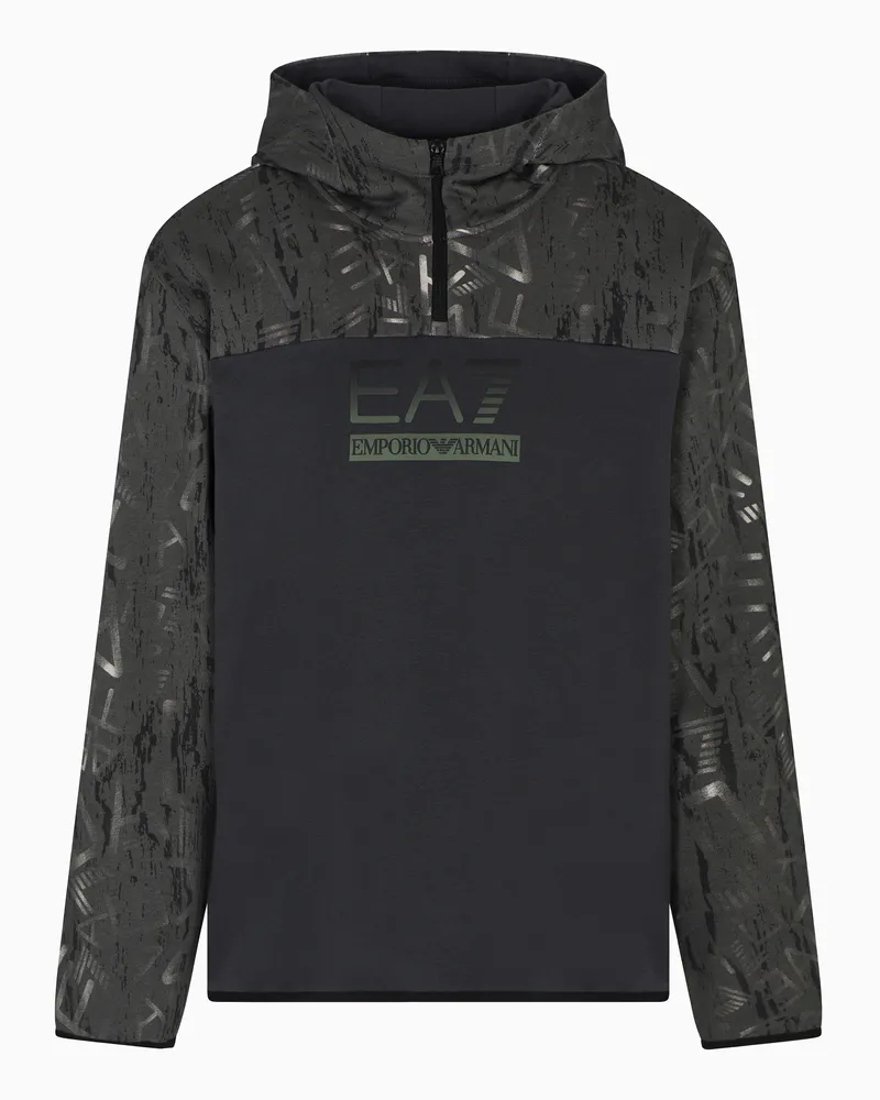 EA7 Graphic Series Sweatshirt mit Kapuze aus Baumwoll-Jersey Grau