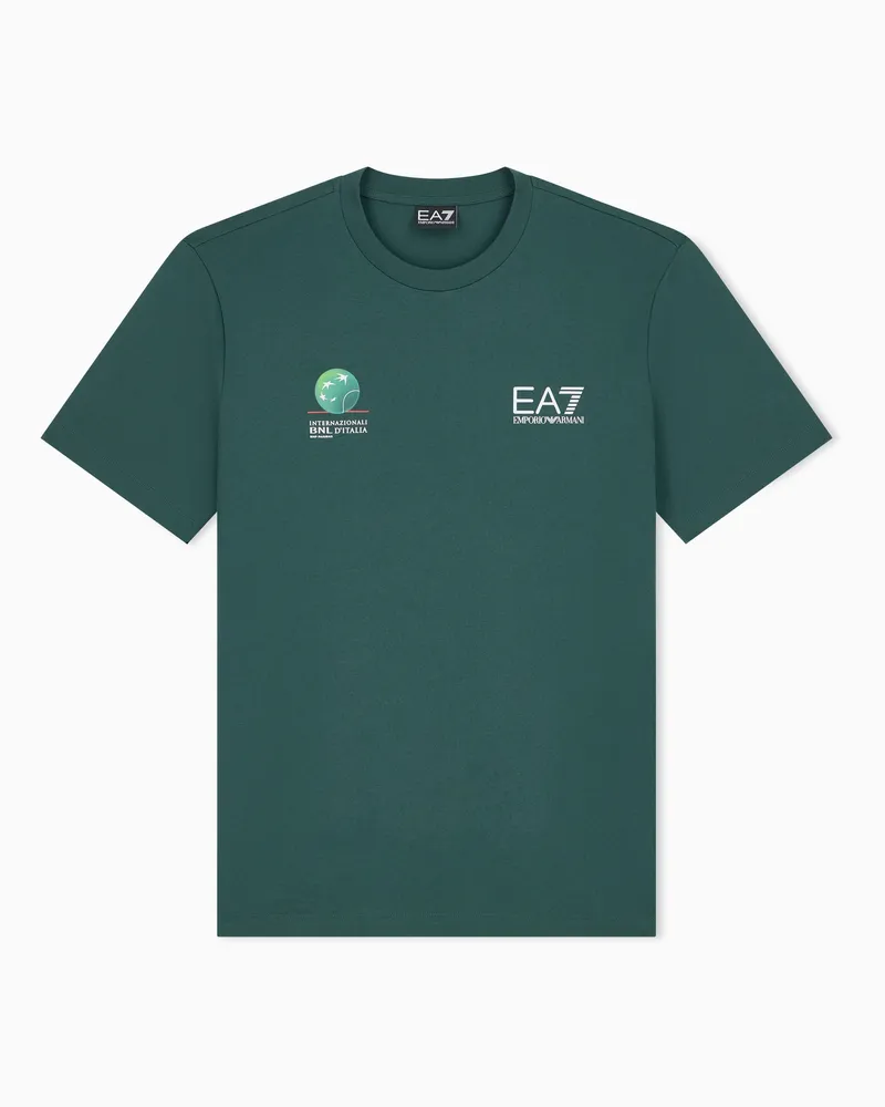 EA7 Internazionali BNL d’Italia Baumwoll-T-Shirt mit Rundhalsausschnitt Grün