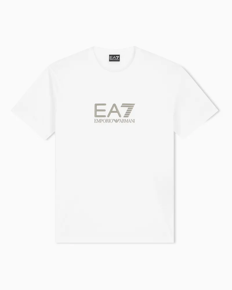 EA7 T-Shirt Lux Identity aus Baumwolljersey mit geprägtem Logo Weiß