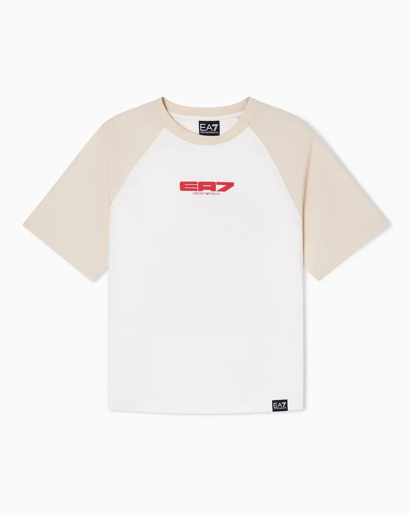 EA7 Graphic Series Boy T-Shirt aus Baumwoll-Jersey Weiß