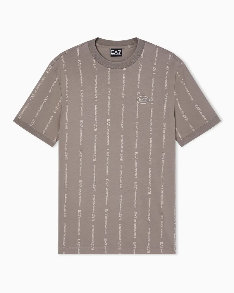 EA7 Graphic Series T-Shirt mit Rundhalsausschnitt aus Baumwolle Beige