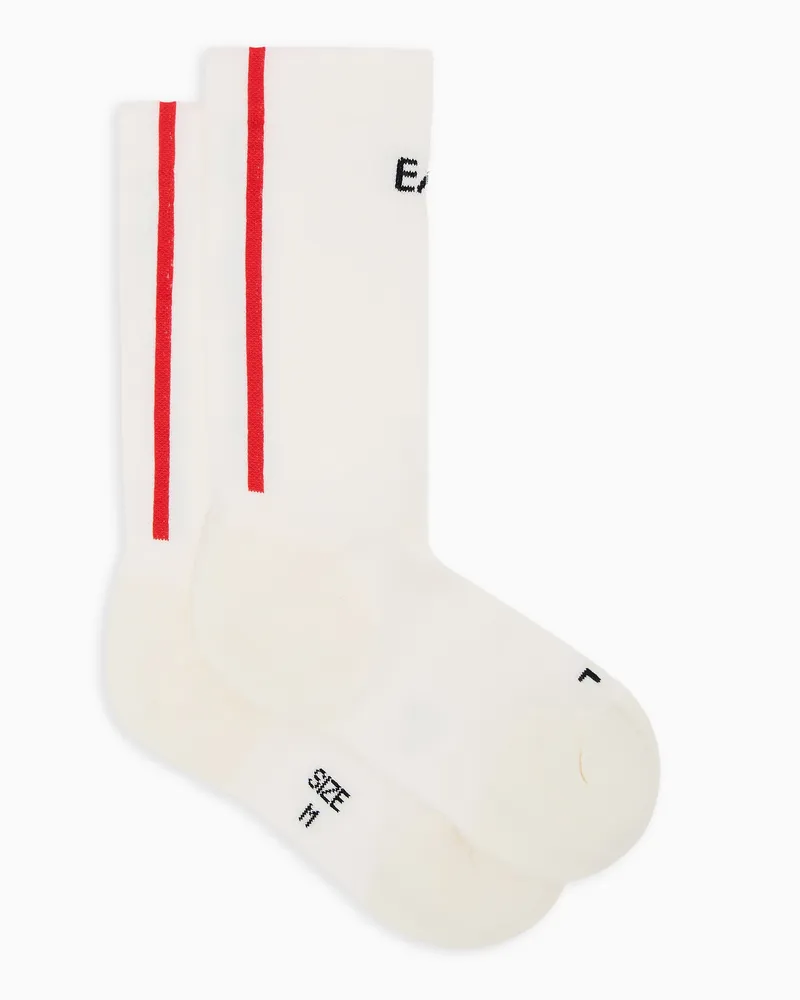 EA7 Laufsocken aus Baumwolle und Polyamid Weiß