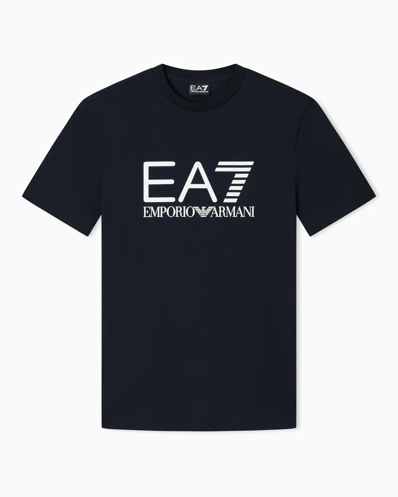 EA7 Core Identity T-Shirt aus Baumwoll-Jersey Marineblau