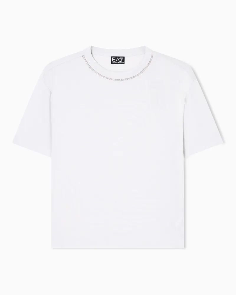 EA7 Precious T-Shirt mit Rundhalsausschnitt aus Viskosemischung Hellblau