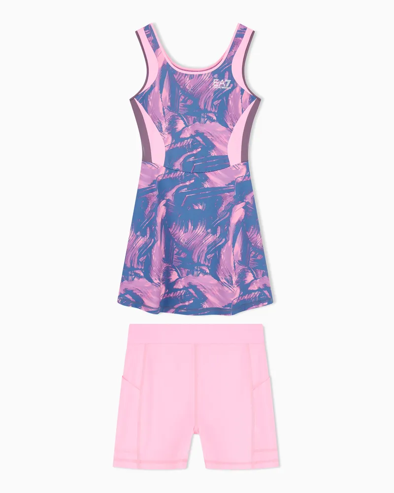 EA7 Kleid Tennis Pro aus Jersey mit schmaler Passform Mehrfarbig