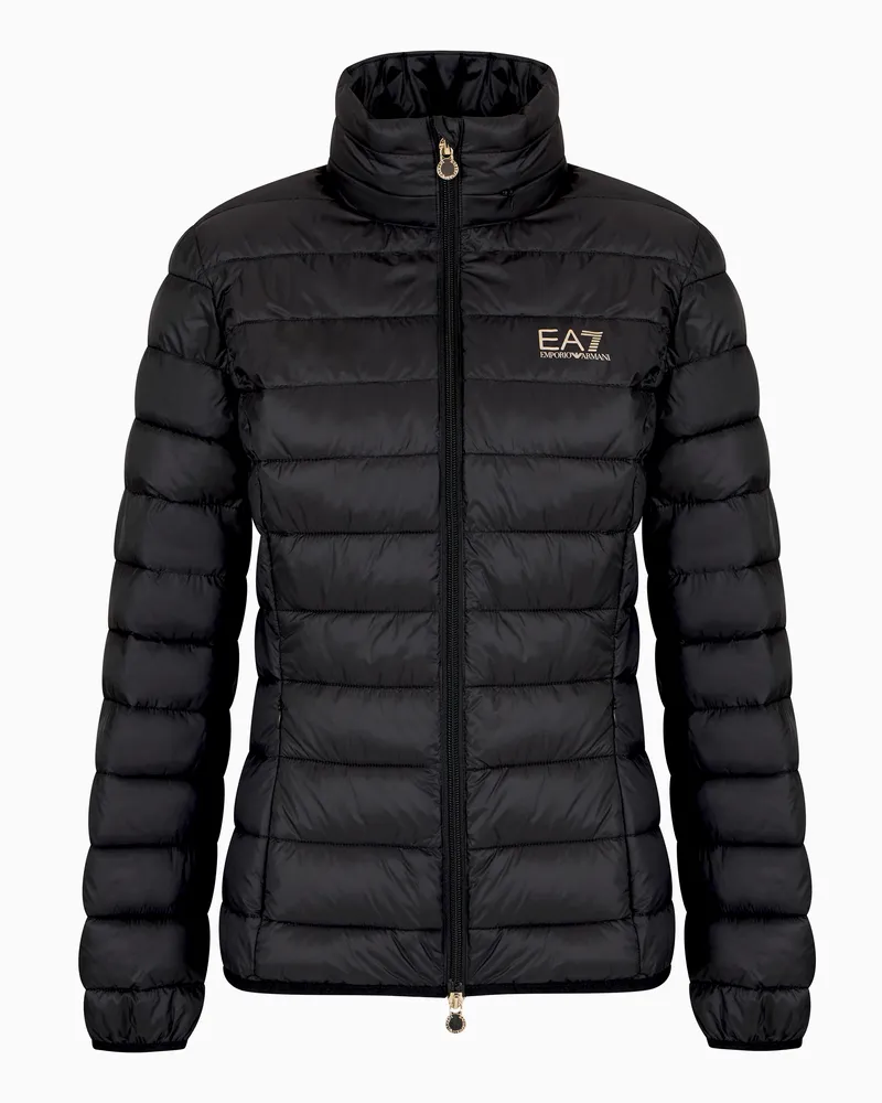 EA7 Wattierte Core Lady Jacke aus recycelter Nylon-Mischung Schwarz