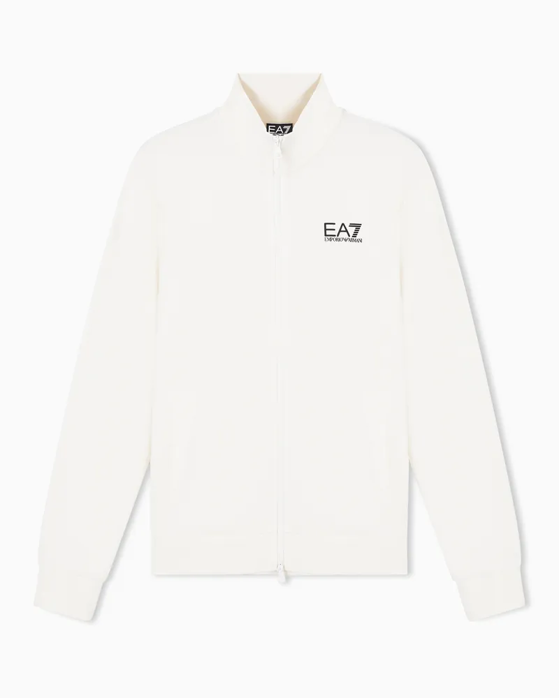 EA7 Core Identity Sweatshirt mit Reißverschluss aus Baumwolle Weiß