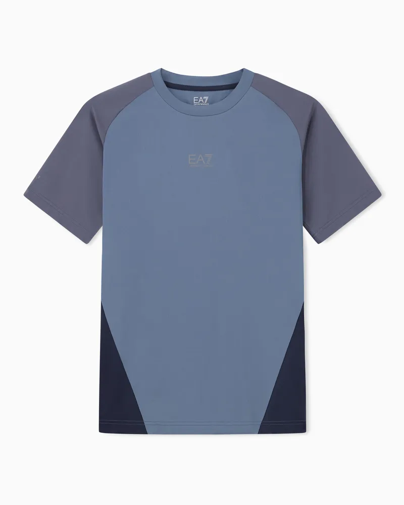 EA7 T-Shirt Ventus 7 aus technischem Jersey mit Raglanärmeln Blau