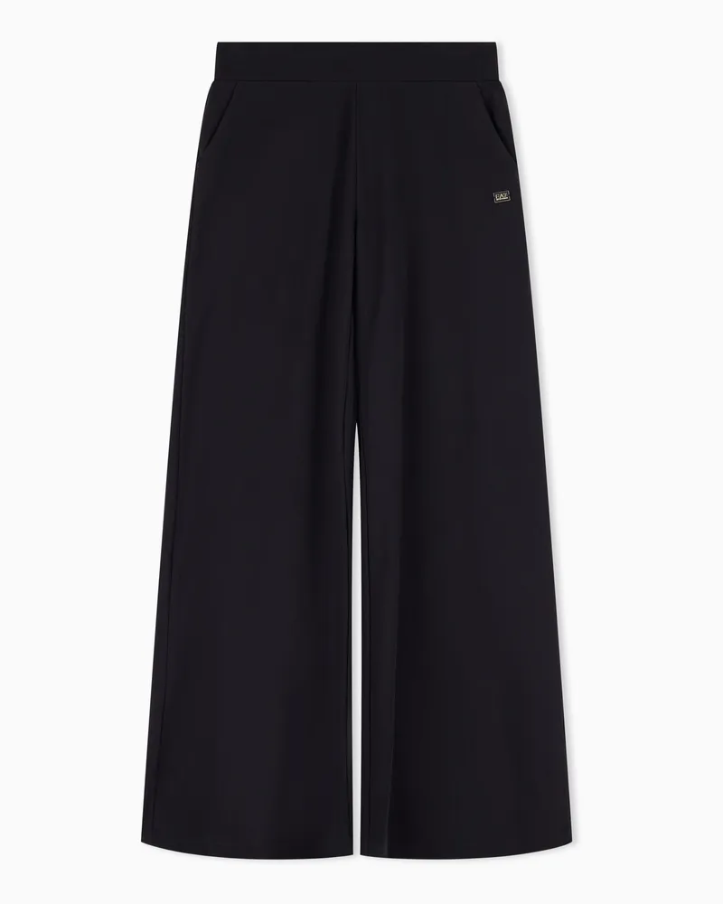 EA7 Core Lady Weite Hose aus Baumwollstretch Schwarz