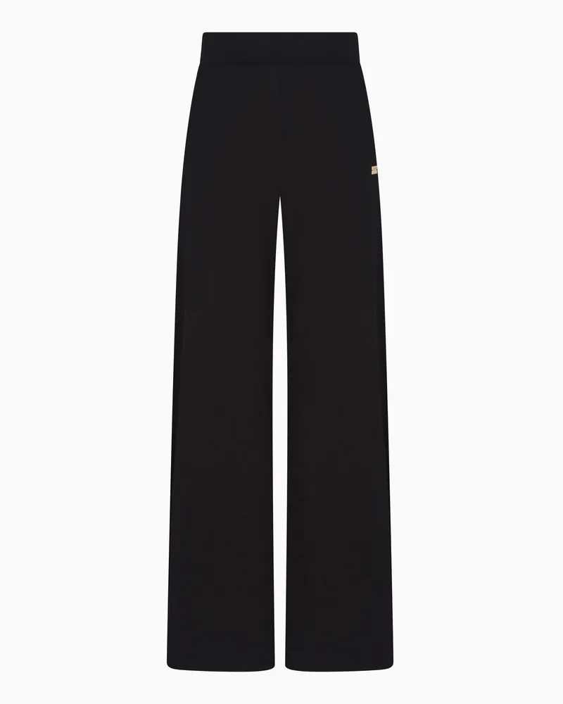 EA7 Core Lady Weite Hose aus Baumwollstretch Schwarz