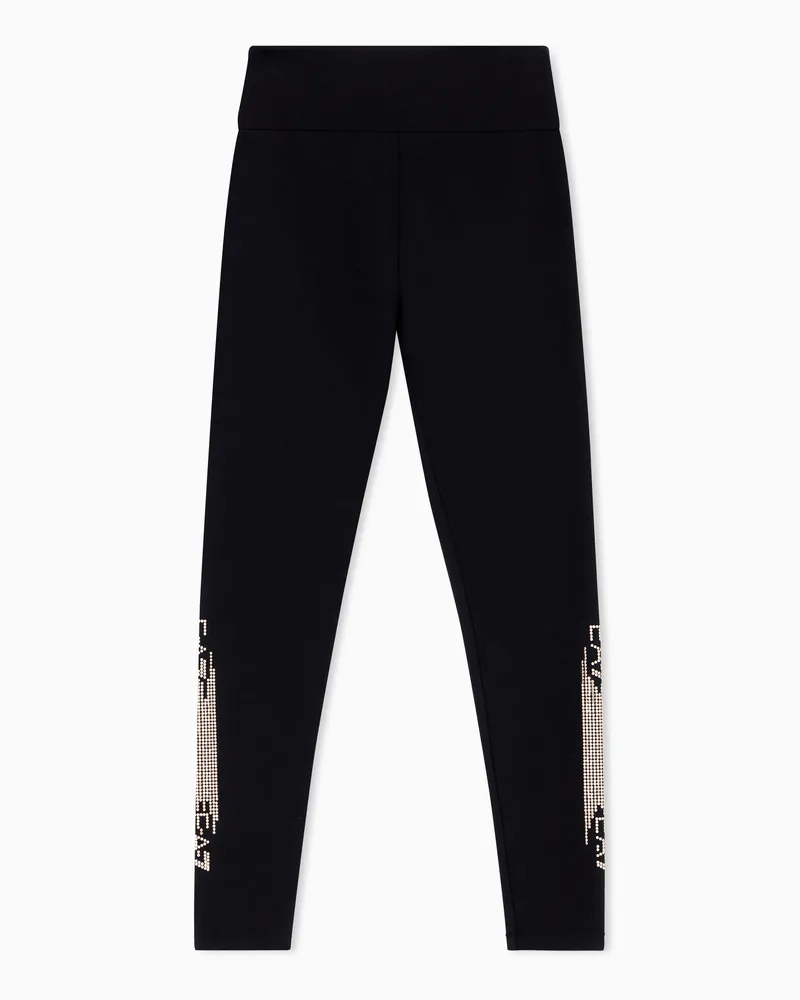 EA7 Logo Series Leggings aus einer Baumwollstretch-Mischung Schwarz