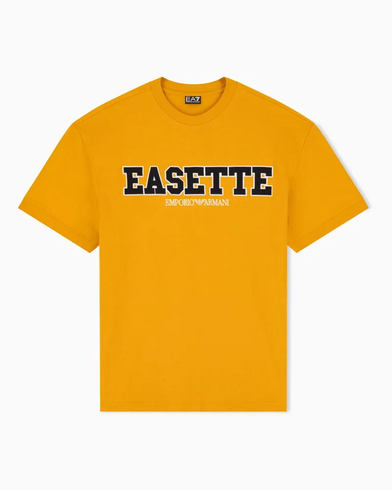 EA7 T-Shirt Logo Series aus Baumwolljersey Gelb