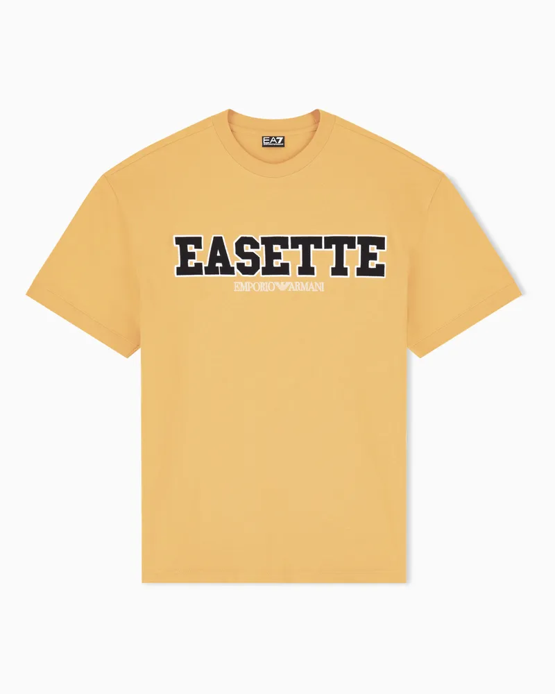 EA7 T-Shirt Logo Series aus Baumwolljersey Gelb