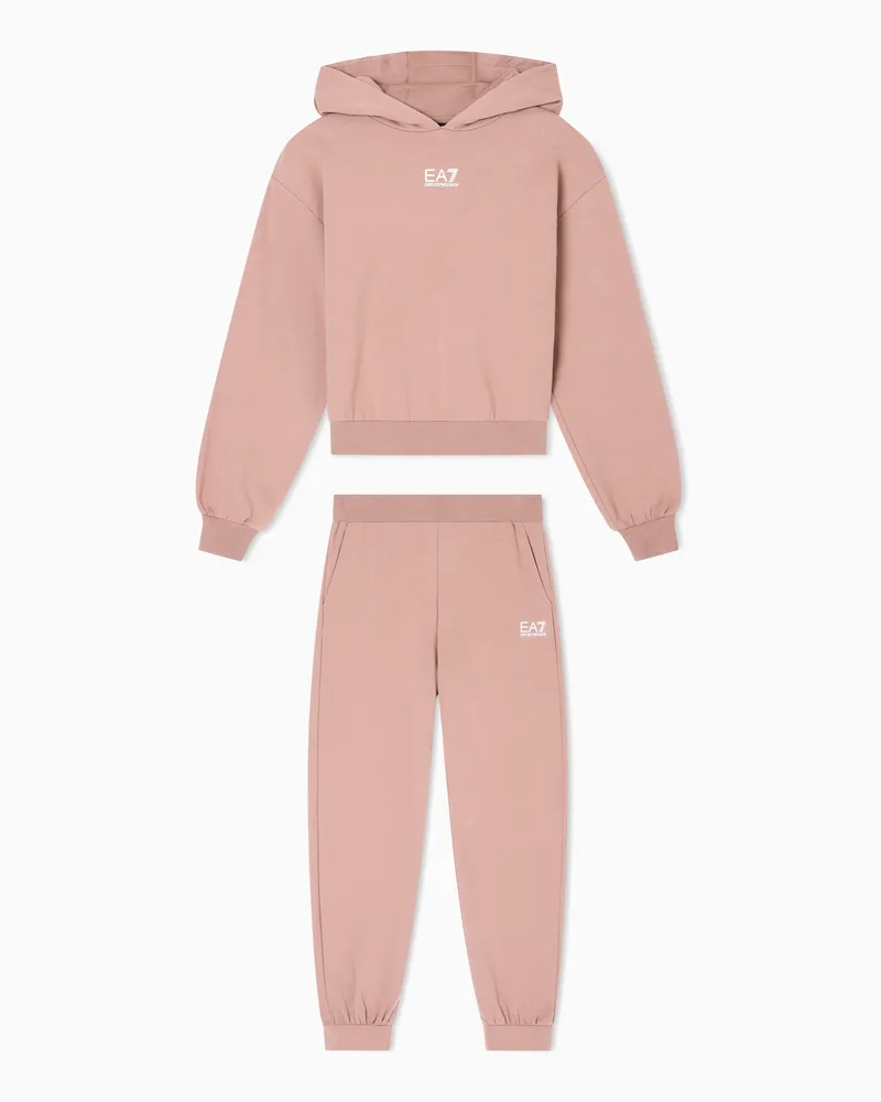 EA7 ASV Logo Series Girl Trainingsanzug aus Bio-Baumwolle Braun