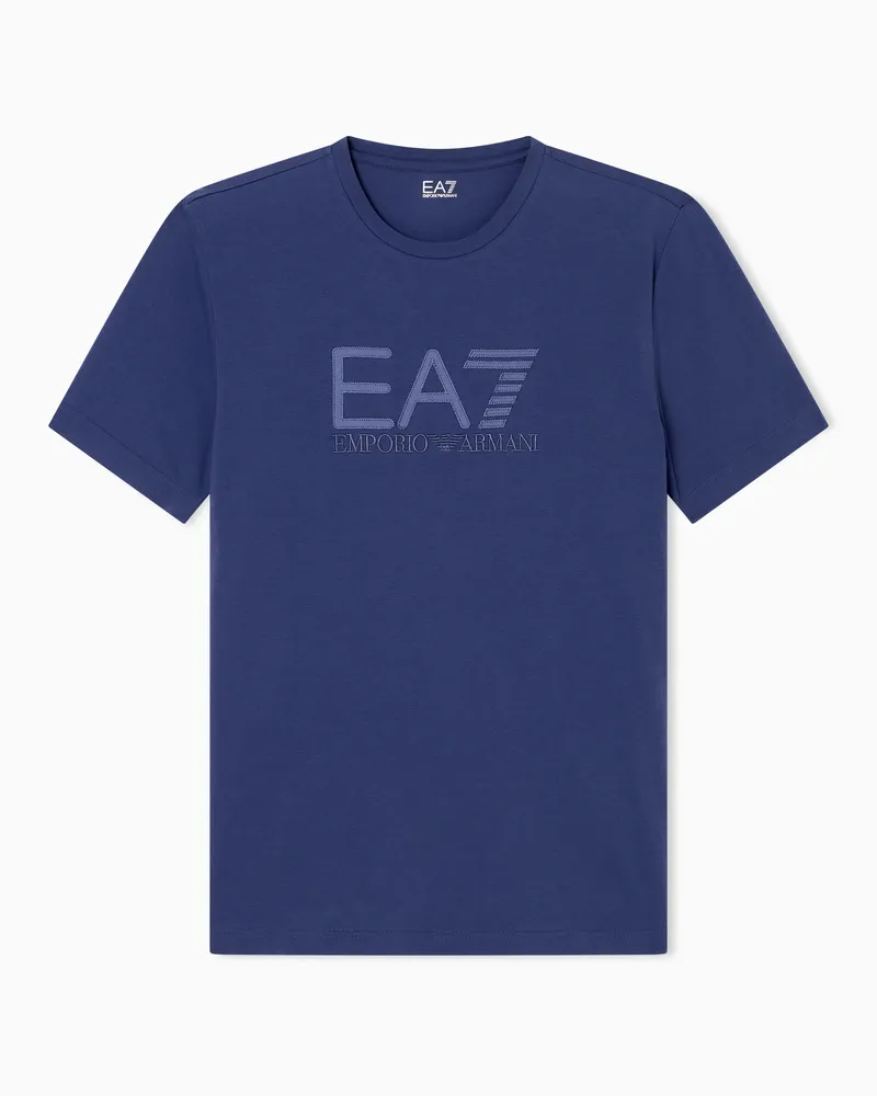 EA7 Visibility Kurzarm-T-Shirt aus Baumwoll-Stretchjersey Violett