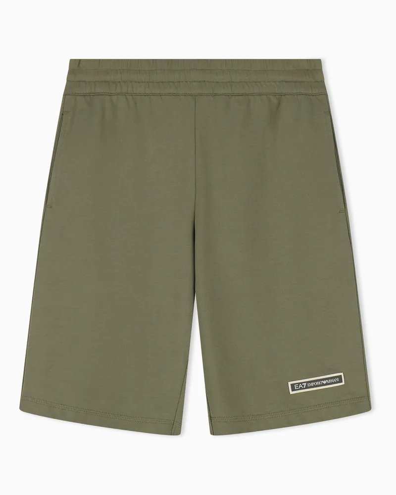 EA7 Bermudashorts Logo Series schmale Passform Jerseyqualität Grün
