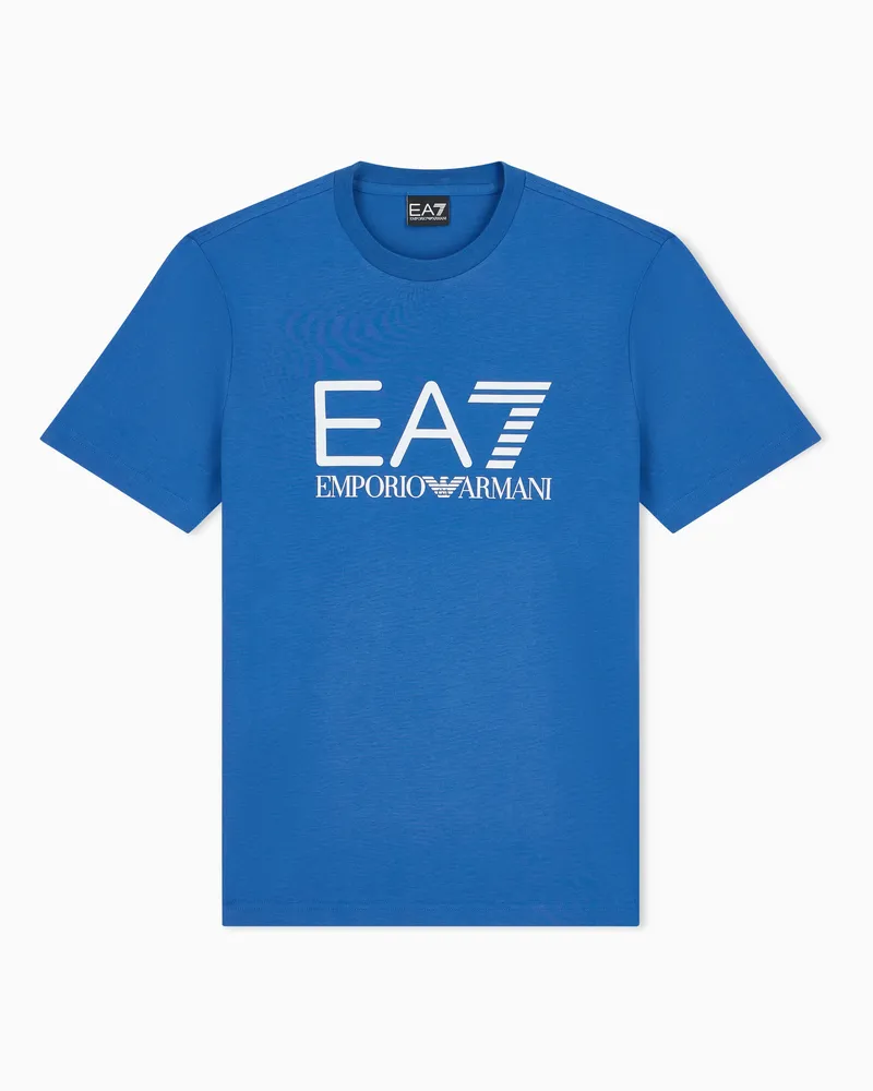 EA7 Slim Fit T-Shirt Core Identity aus Baumwolljersey mit Logo Blau