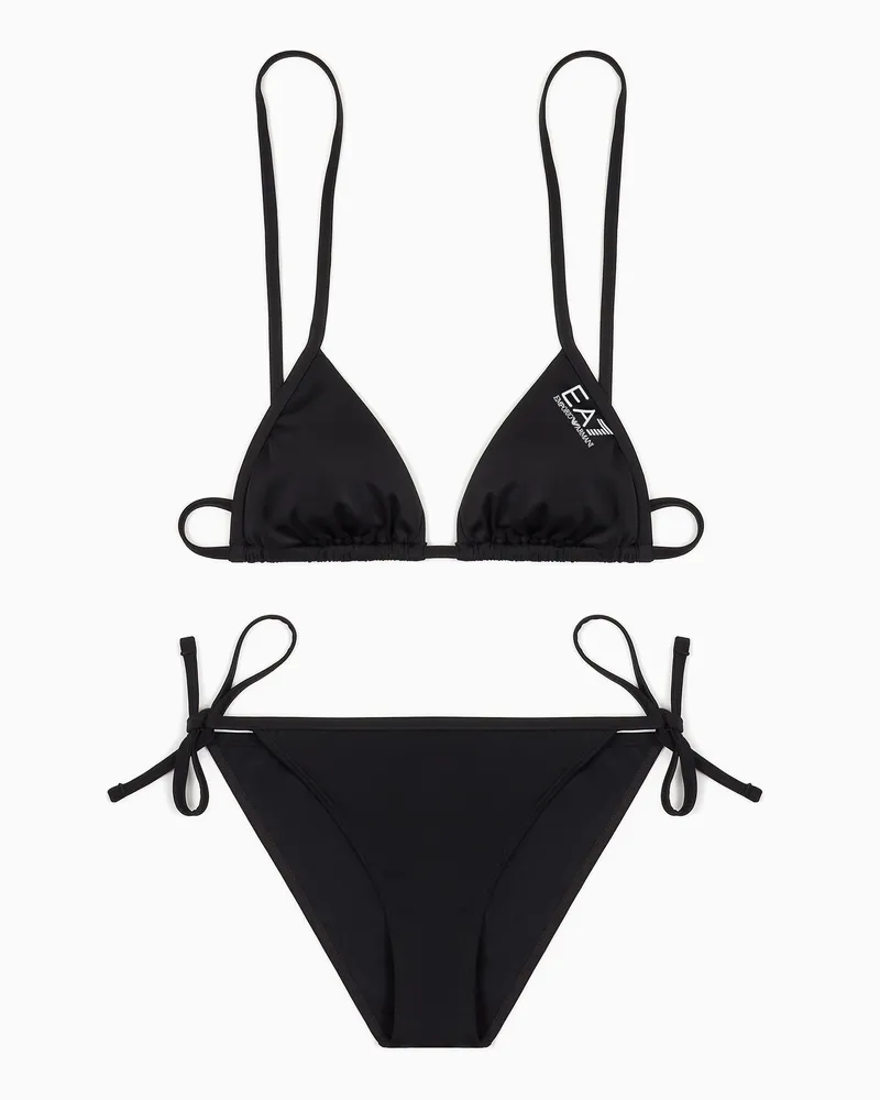 EA7 Triangel-Bikini mit Logo Schwarz