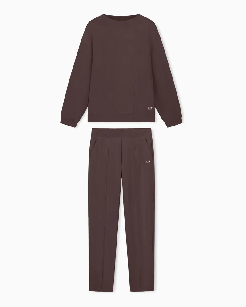 EA7 Core Lady Interlock-Jogginghose aus Stretch-Modal-Mischgewebe Braun