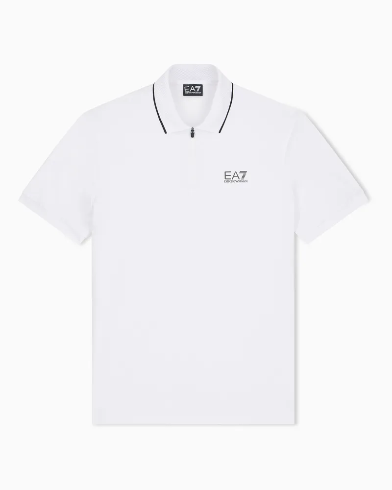 EA7 Poloshirt Natural Ventus 7 Regular Passform Weiß